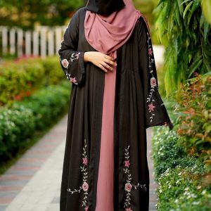Black Zoom karchupi Abaya (Unstitched Fabric) (Copy)