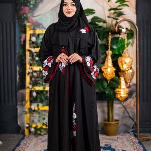Black Zoom karchupi Abaya (Unstitched Fabric).