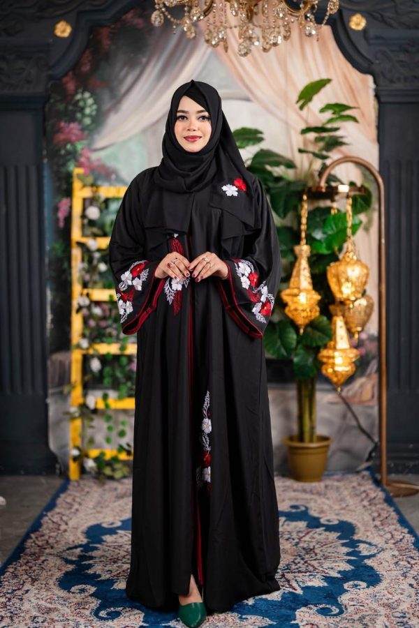 Black Zoom karchupi Abaya (Unstitched Fabric).