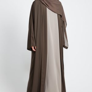 EthicalIcon Fair Wages Premium Mocha Olive Open Abaya